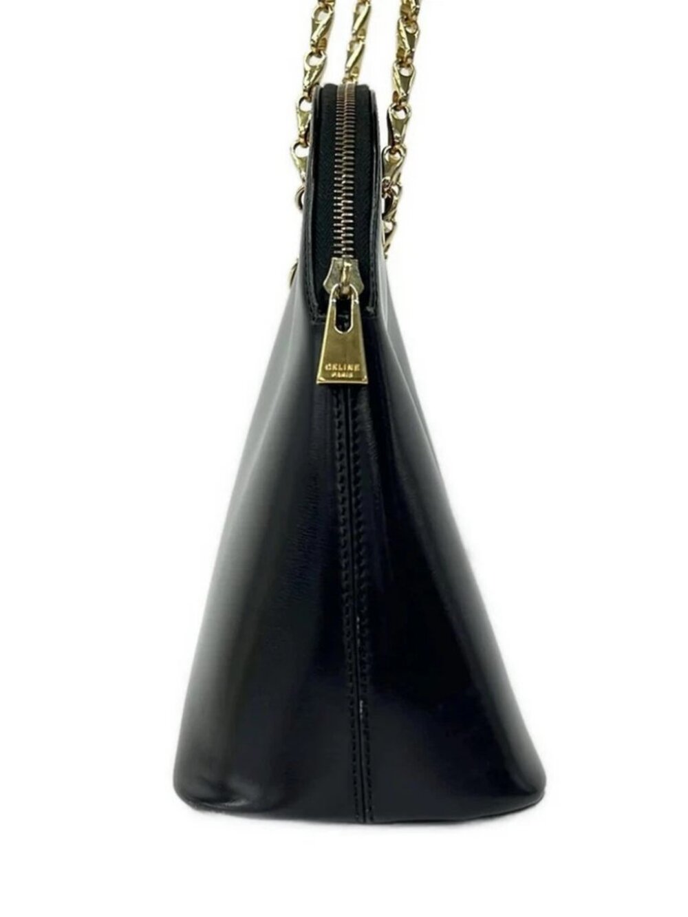 CELINE - Black Gold Leather Shoulder Bag - Picture 4 of 11